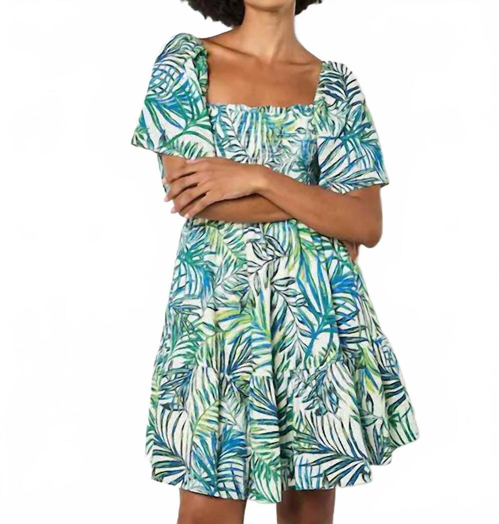 NEW APRICOT leaf print anglaise dress in green/ white